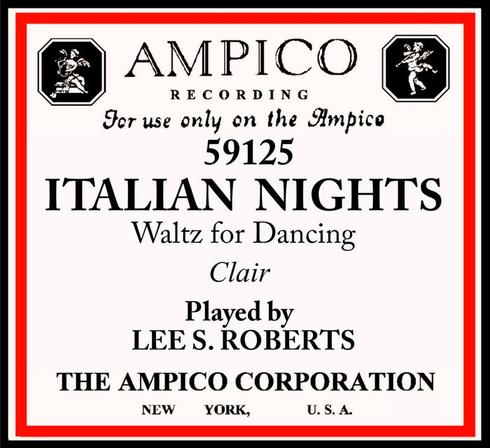 Ampico 59125 Italian Nights (Waltz) pb Lee Roberts