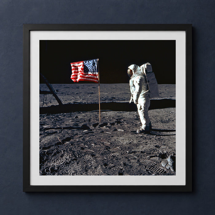 Framed print mockup — Apollo 11 Aldrin Flag