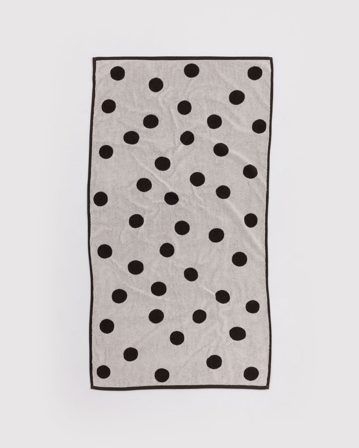 Bath Towel - Cream and Black Polka Dot