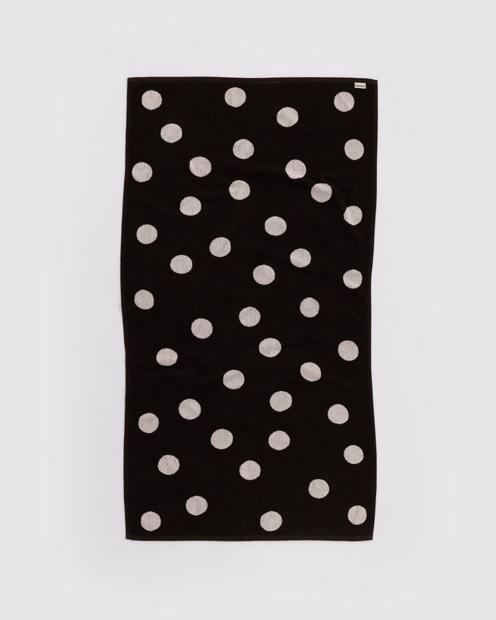 Bath Towel - Cream and Black Polka Dot