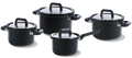 BK Pannenset Flow Cool Zwart 4-delig - RVS - Kookpan ø 16, 18, 20 cm & Steelpan ø 16 cm