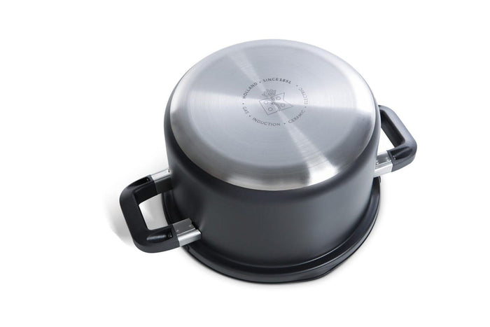 BK Pannenset Flow Cool Zwart 4-delig - RVS - Kookpan ø 16, 18, 20 cm & Steelpan ø 16 cm