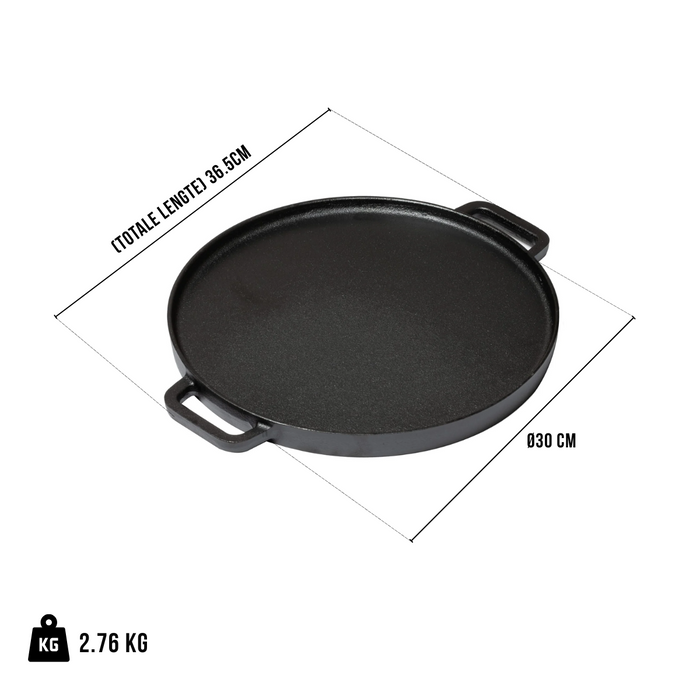 Blackwell Grillplaat BBQ / Bakplaat Gietijzer ø 30 cm - zonder anti-aanbaklaag 2-zijdig