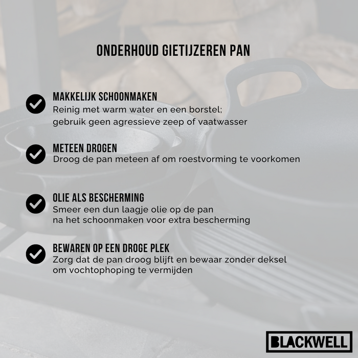 Blackwell Koekenpan Skillet Gietijzer ø 16 cm - geschikt voor alle warmtebronnen - zonder anti-aanbaklaag