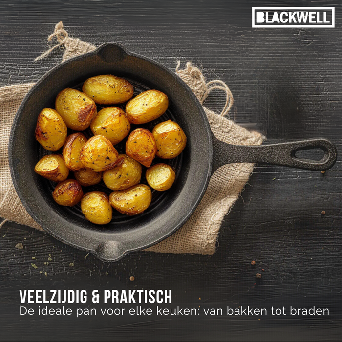 Blackwell Koekenpan Skillet Gietijzer ø 20 cm - geschikt voor alle warmtebronnen - zonder anti-aanbaklaag