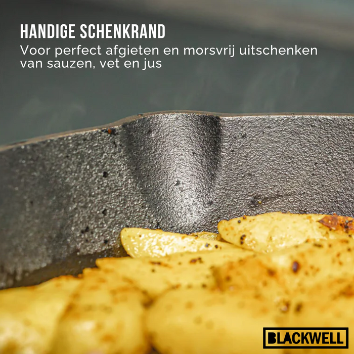 Blackwell Koekenpan Skillet Gietijzer ø 25 cm - geschikt voor alle warmtebronnen - zonder anti-aanbaklaag