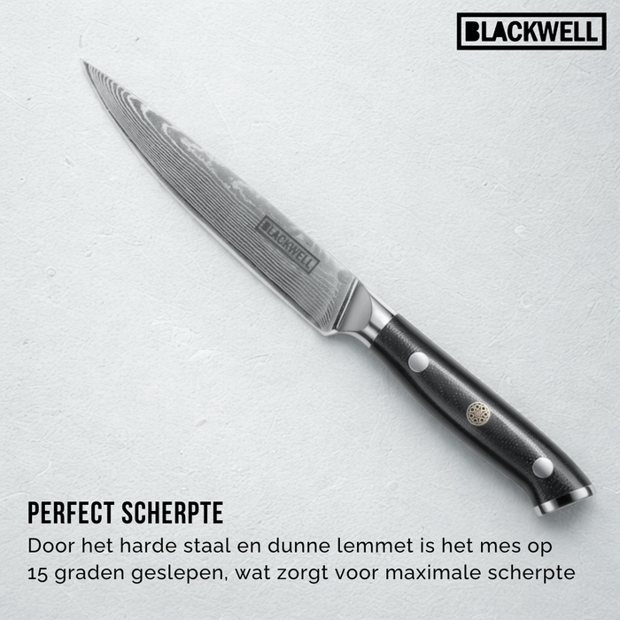 Blackwell Messenset (Koksmes + Officemes) - Japanse stijl - 67 lagen damaststaal - VG10 - 2-delig
