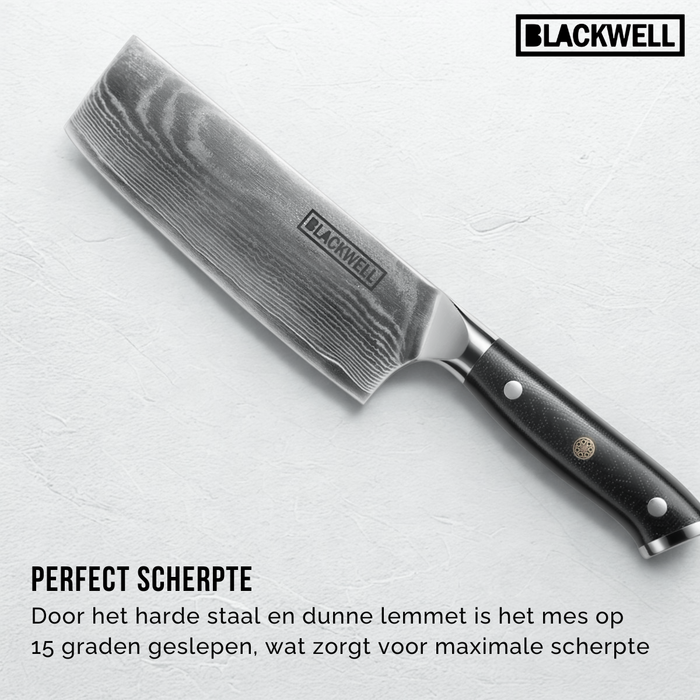 Blackwell Nakirimes Groentemes Japanse stijl - 67 lagen damaststaal - VG10 - 17,5 cm