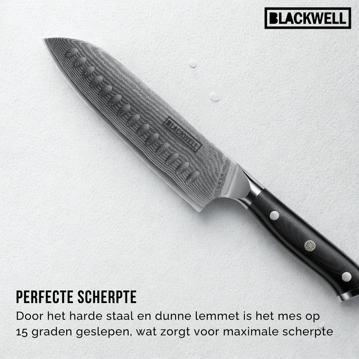 Blackwell Santokumes Japanse stijl - 67 lagen damaststaal - VG10 - 19 cm