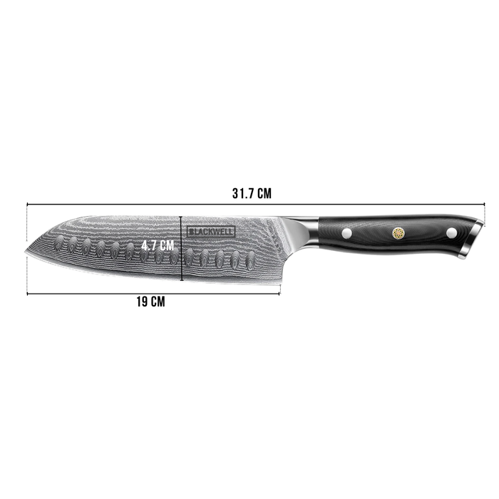 Blackwell Santokumes Japanse stijl - 67 lagen damaststaal - VG10 - 19 cm