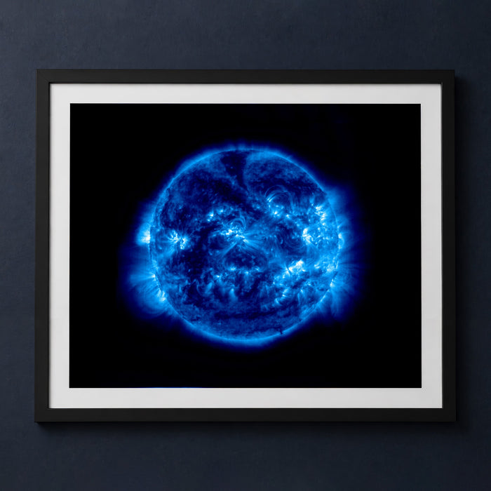 Framed print mockup — Blue Iron Sun
