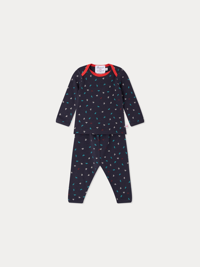 Bonpoint x Maison Kitsuné Timi set with cherry and fox print in organic cotton