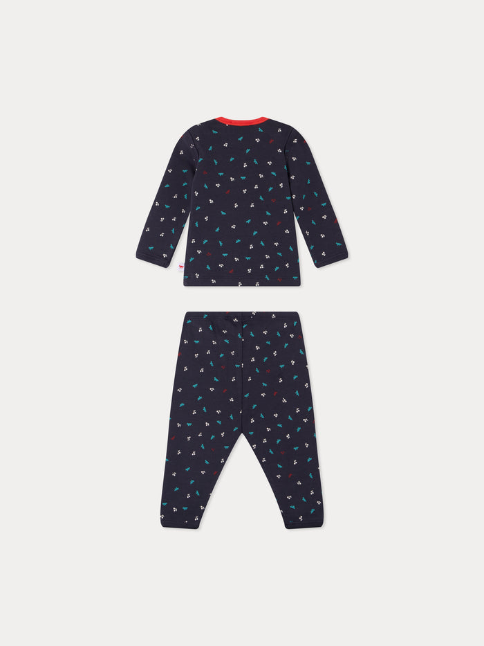 Bonpoint x Maison Kitsuné Timi set with cherry and fox print in organic cotton