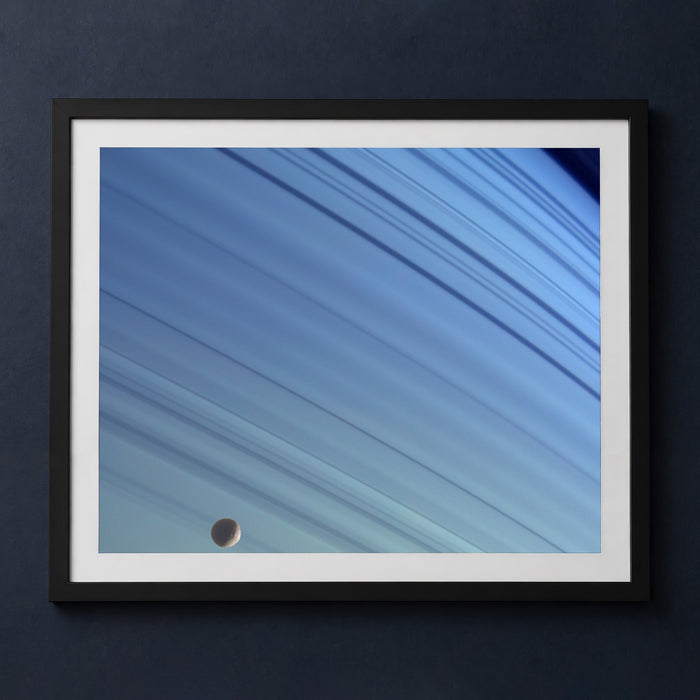 Framed print mockup — Cassini Blue Saturn