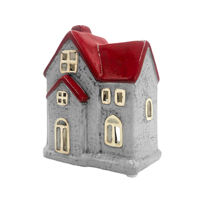 Cello - Apex House Tealight Burner - Grey & Red