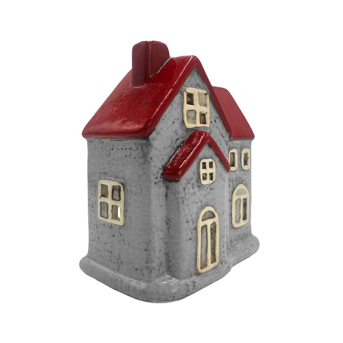 Cello - Apex House Tealight Burner - Grey & Red