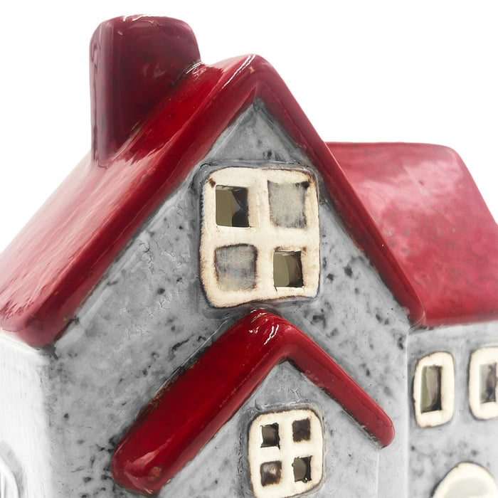 Cello - Apex House Tealight Burner - Grey & Red