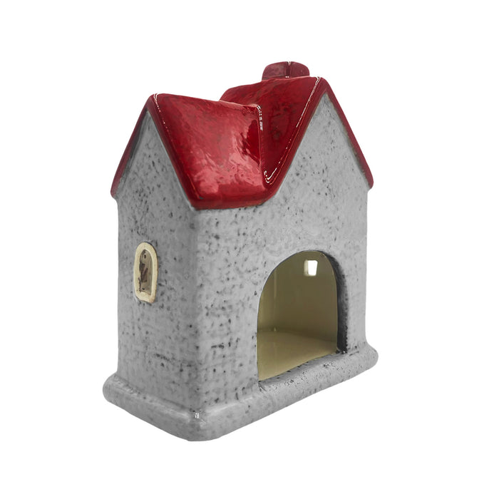 Cello - Apex House Tealight Burner - Grey & Red