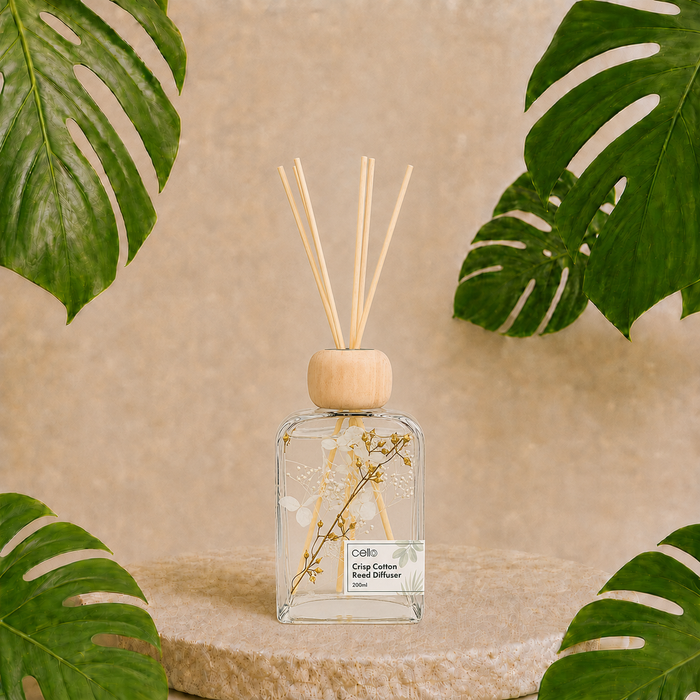Cello - Botanical Reed Diffuser 200ml - Crisp Cotton