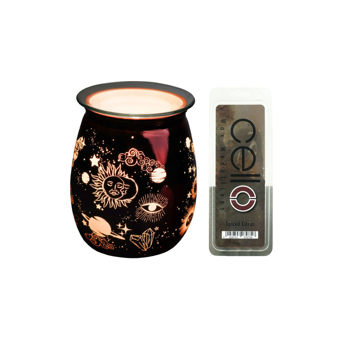 Cello - Celestial Electric Melt Burner Copper with Spiced Citrus Wax Medallion