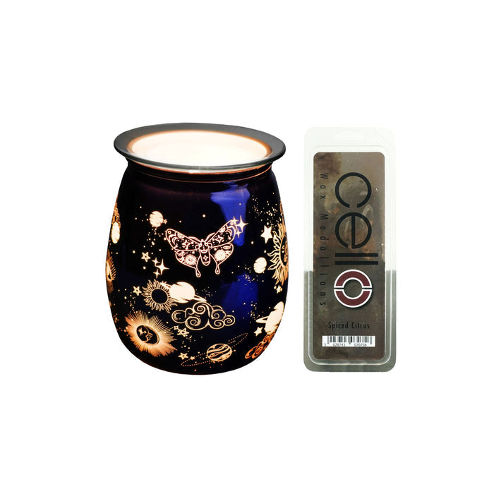 Cello - Celestial Electric Melt Burner Midnight with Spiced Citrus Wax Medallion