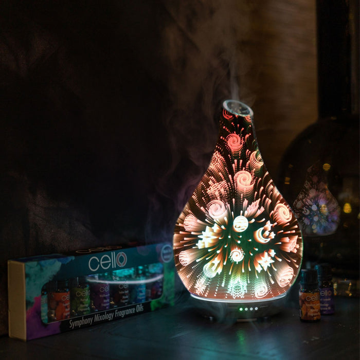 Cello - Cosmic 3D Ultrasonic Diffuser W/White Light 3 x Mixology Oils