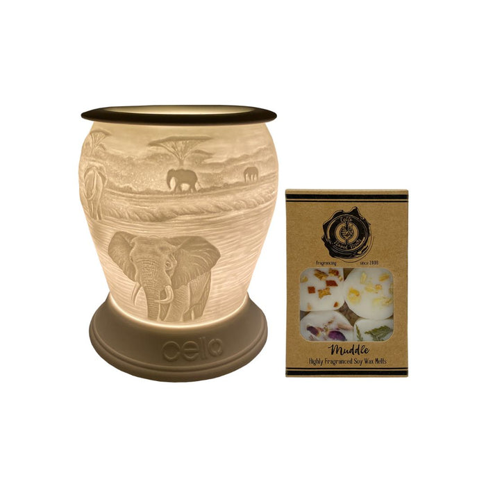 Cello - Elephant Barrel Porcelain Electric Melt Burner with Naked Cello Melts (Muddle)