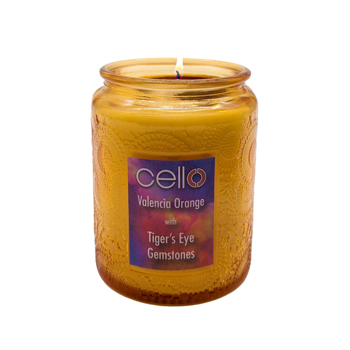 Cello - Gemstone Candle 200g - Valencia Orange with Tiger's Eye
