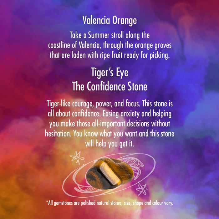 Cello - Gemstone Candle 200g with Convection Spinner - Valencia Orange with Tiger's Eye