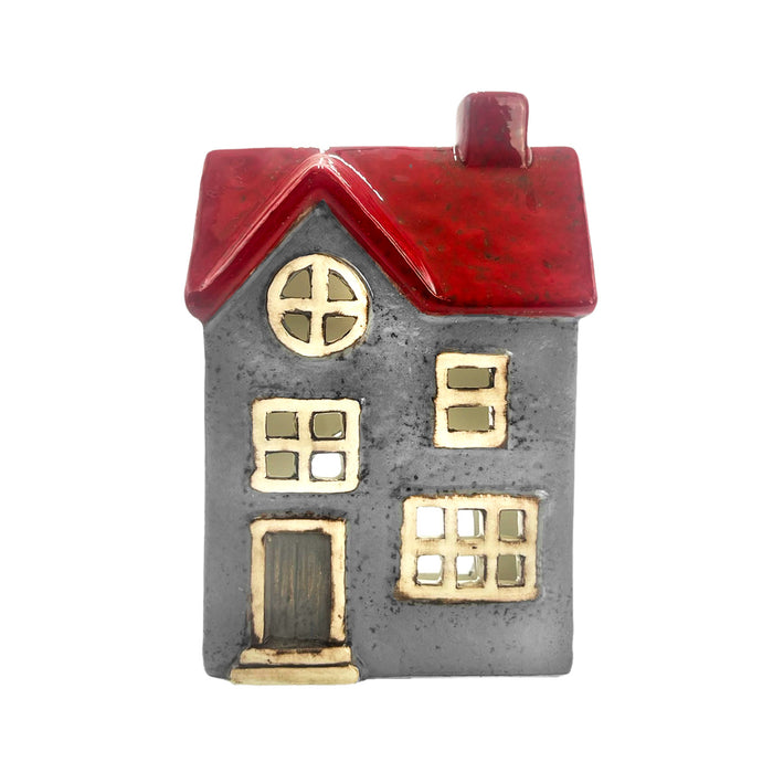 Cello - Glow Manor Tealight Burner - Grey & Red