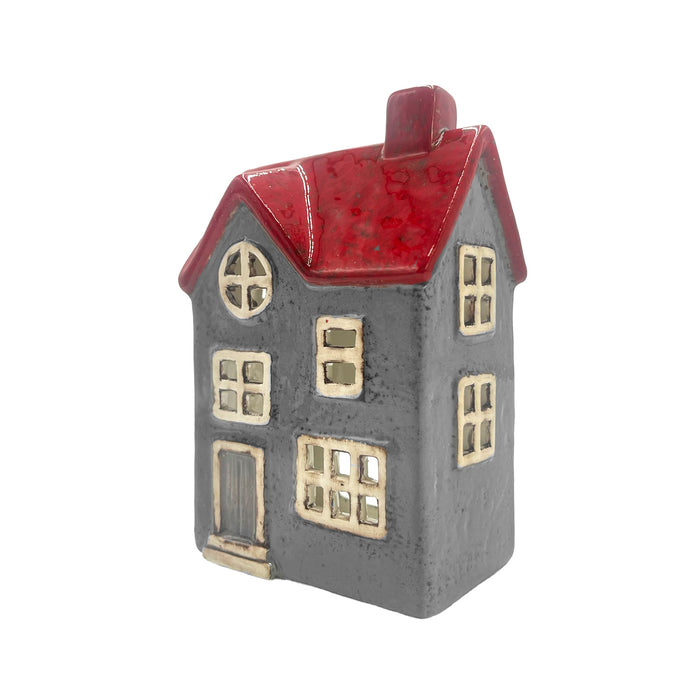 Cello - Glow Manor Tealight Burner - Grey & Red