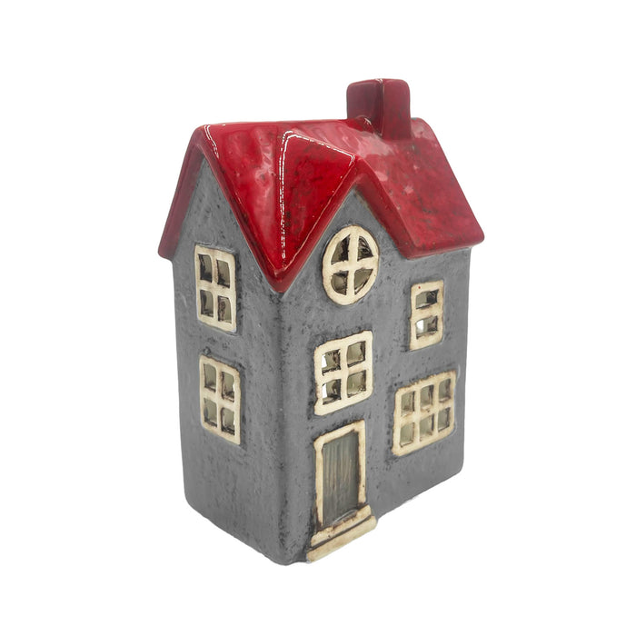 Cello - Glow Manor Tealight Burner - Grey & Red