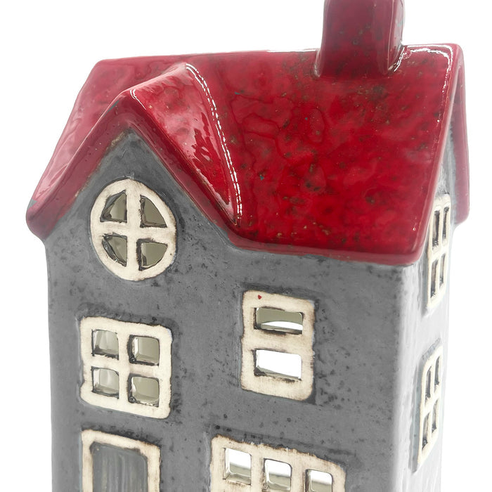 Cello - Glow Manor Tealight Burner - Grey & Red