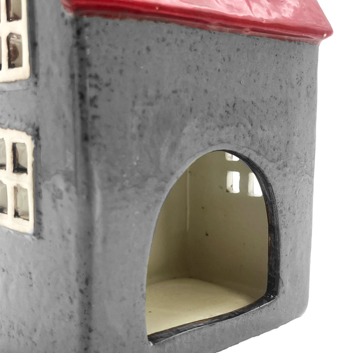 Cello - Glow Manor Tealight Burner - Grey & Red