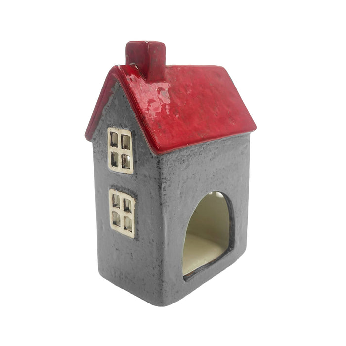 Cello - Glow Manor Tealight Burner - Grey & Red