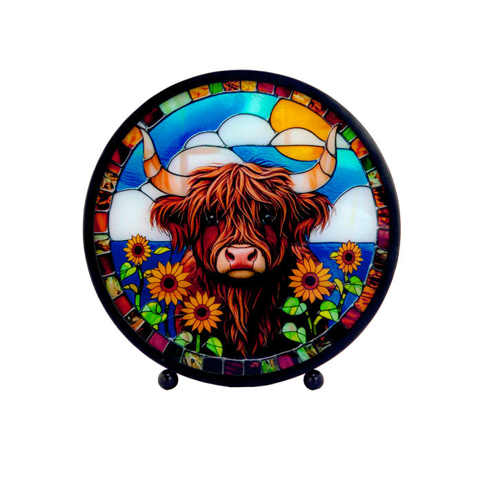 Cello - LED Round - Sunflower Highland Cow