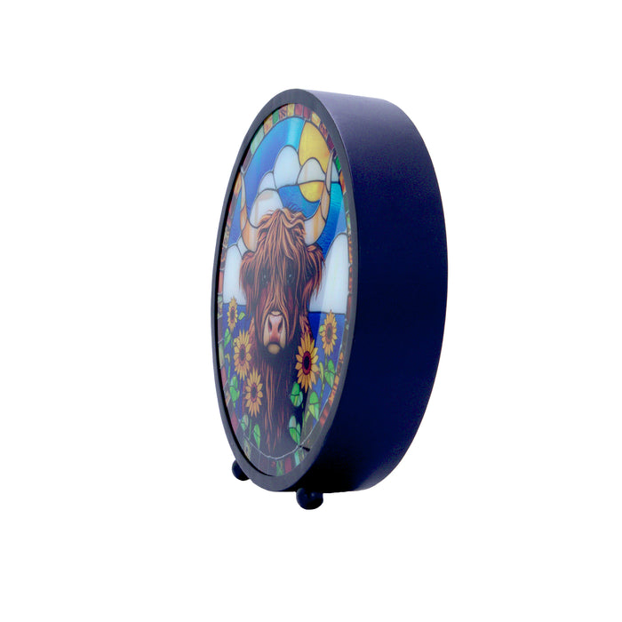 Cello - LED Round - Sunflower Highland Cow