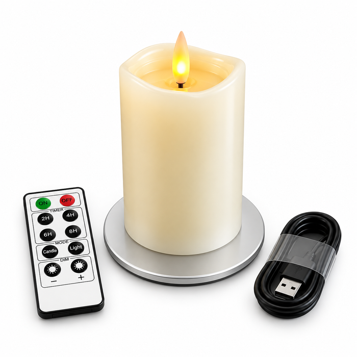 Cello - Living Flame LED Candle Pillar - 13cm