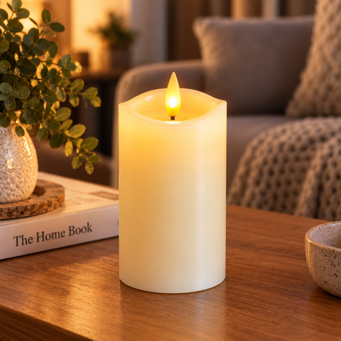 Cello - Living Flame LED Candle Pillar - 13cm