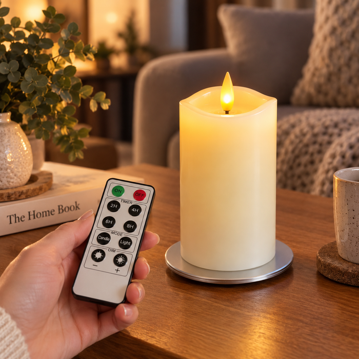 Cello - Living Flame LED Candle Pillar - 13cm