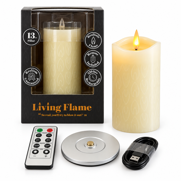 Cello - Living Flame LED Candle Pillar - 13cm