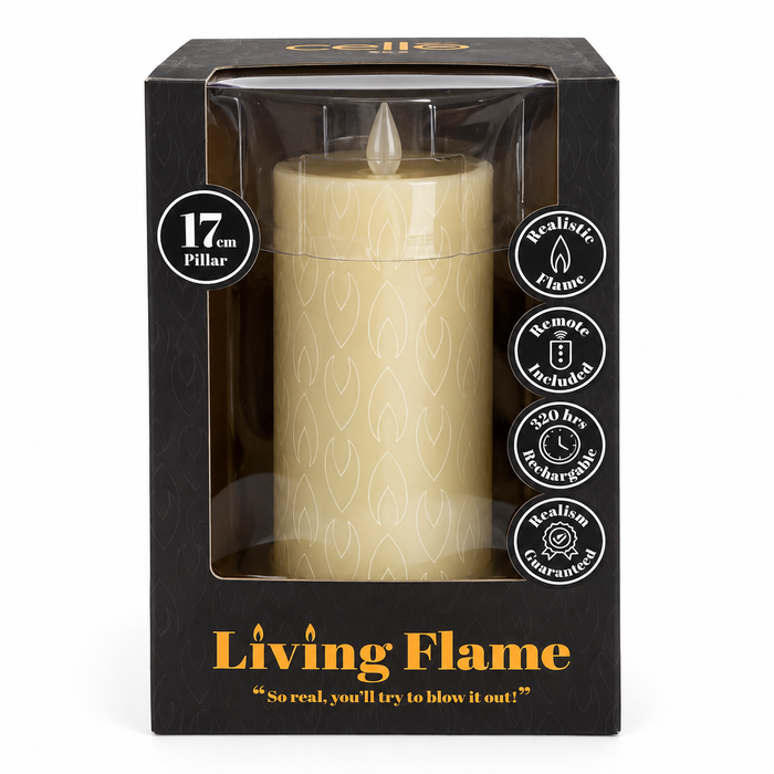 Cello - Living Flame LED Candle Pillar - 16cm
