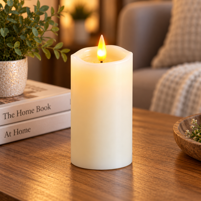 Cello - Living Flame LED Candle Pillar - 16cm