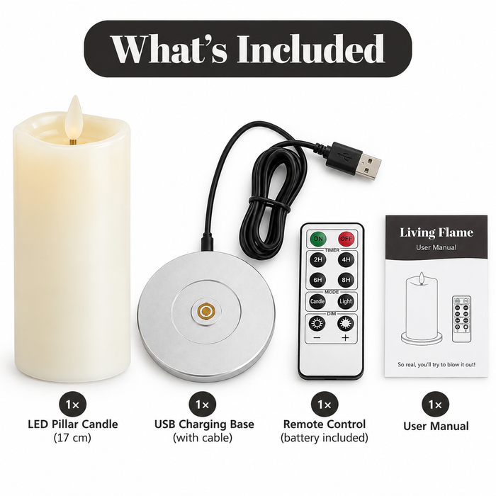 Cello - Living Flame LED Candle Pillar - 16cm