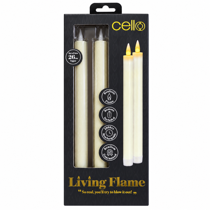 Cello - Living Flame LED Candle Taper - Set of 2