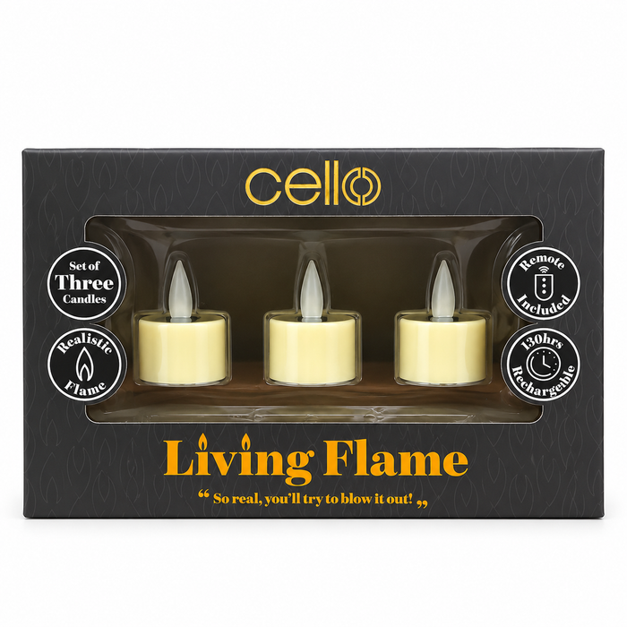 Cello - Living Flame LED Candle Tealight - Set of 3