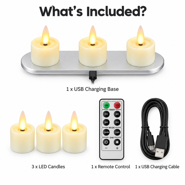 Cello - Living Flame LED Candle Tealight - Set of 3