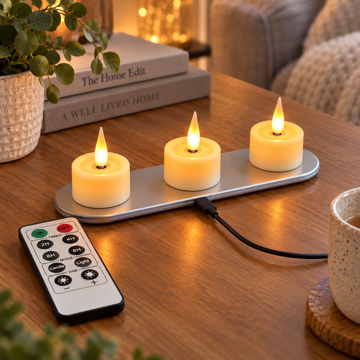 Cello - Living Flame LED Candle Tealight - Set of 3