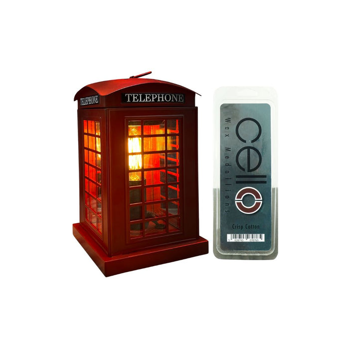 Cello - London Telephone Box Electric Melt Burner with Crisp Cotton Wax Medallion