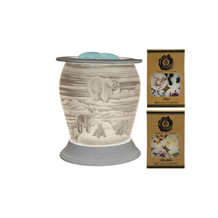 Cello - Polar Bear Porcelain Electric Melt Burner with Naked Melts (Mix & Muddle)